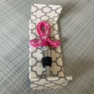 Wine Stopper - Breast Cancer Ribbon